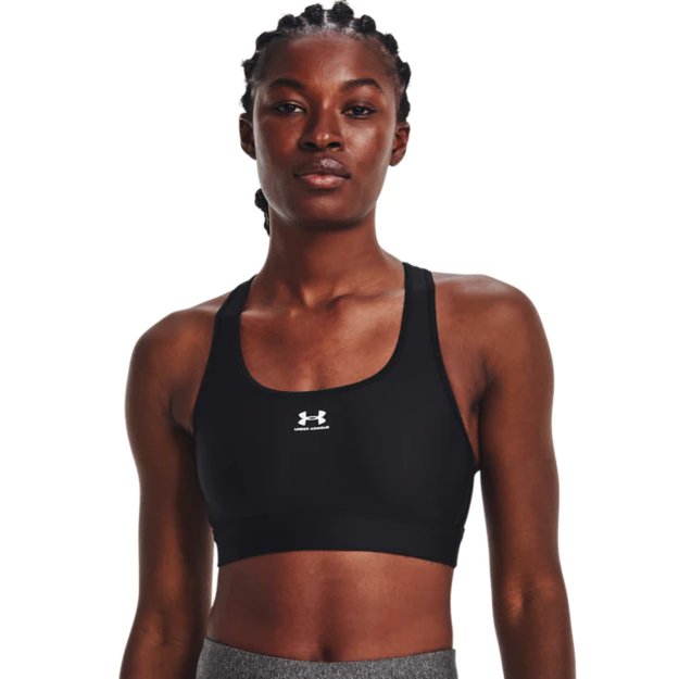 Under Armour Womens HeatGear Mid Padless Sports Bra Green XS